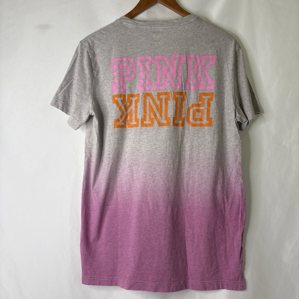 Victoria's Secret PINK Ombre Logo Campus Shirt Short Sleeve Med T-shirt Casual - Picture 4 of 8